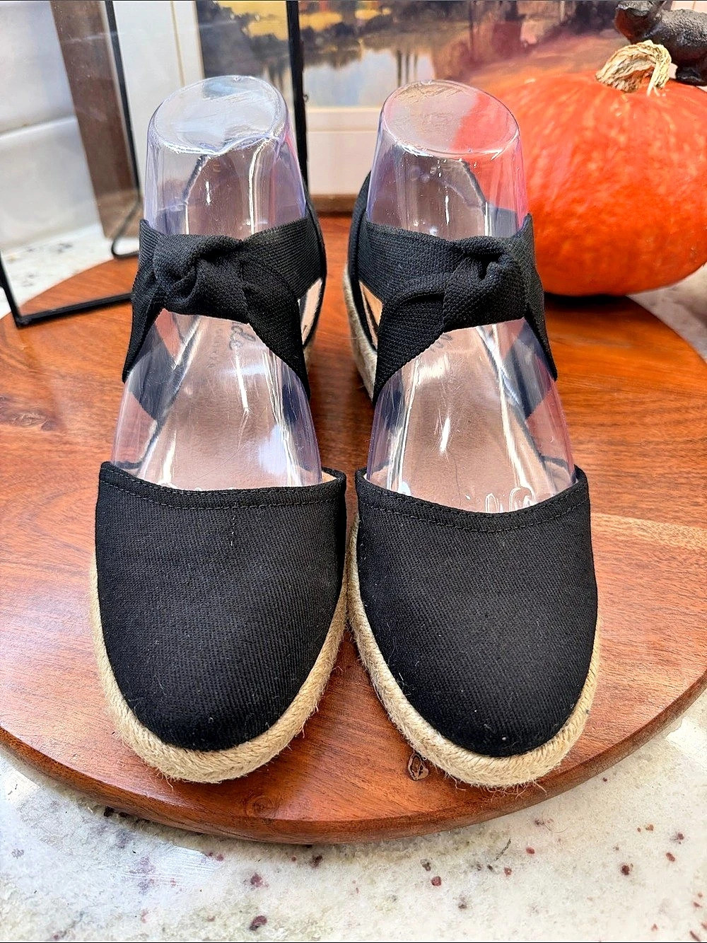LifeStride Pilar Espadrille Wedge Sandal Sandals Black & Tan